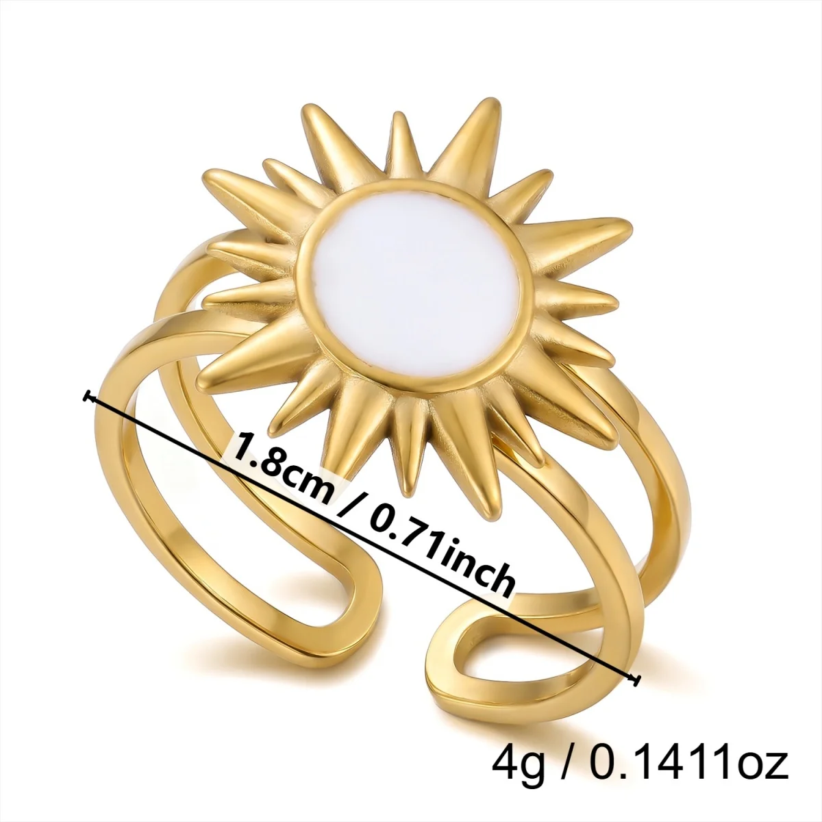 Edelstahl-Emaille-Spiral-Geometrie-Fingerringe für Damen und Herren, Vintage Französische Sonnen-Blatt-Blumen-Ringe, Modeschmuck für Partys. – Detail 34