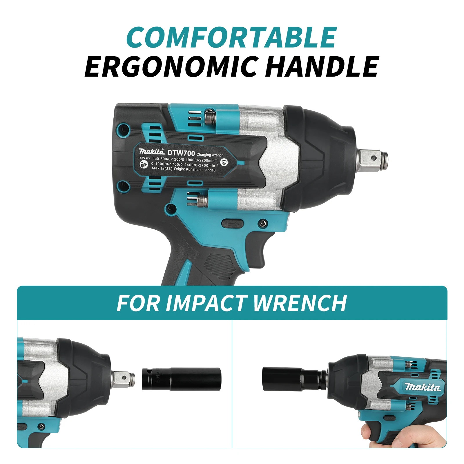 Makita DTW700 Brushless Electric Impact Wrench Cordless Electric Wrench 1/2 inch for Makita 18V Battery Screwdriver Power Tools - view 5