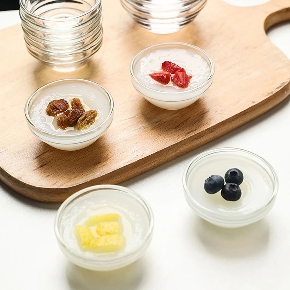 6 قطعة وعاء زجاجي قالب مجموعة أطباق مستديرة واضحة قابلة للتكديس لخدمة سلطة الحلوى الفاكهة خلط المطبخ المنزلي استخدام أطباق تقديم الزجاج #4