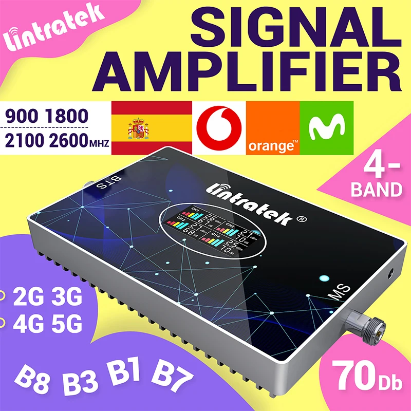 Lintratek Cellular signal amplifier B28 700 LTE 3G 4G B20 B8 B3 B1 B7 2600Mhz 5G Signal Booster work for home Booster only