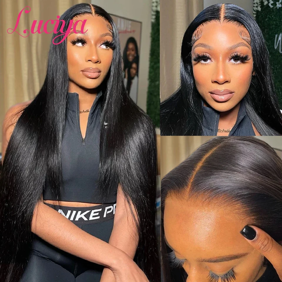 Glueless Pull Go Wigs with Elastic Drawstring 250% Straight 13x6 HD Lace Frontal Wigs Parting Max Full Lace Front Human Hair Wig image 2