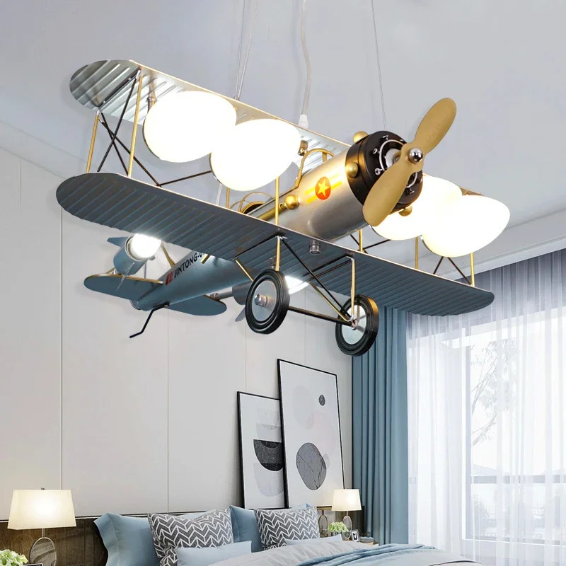 

Postmodern Designer Pendant Lights Aircraft Lampshade Boy Kids Bedroom Home Decorative Airplane LED Ceiling Lighting Fixtures