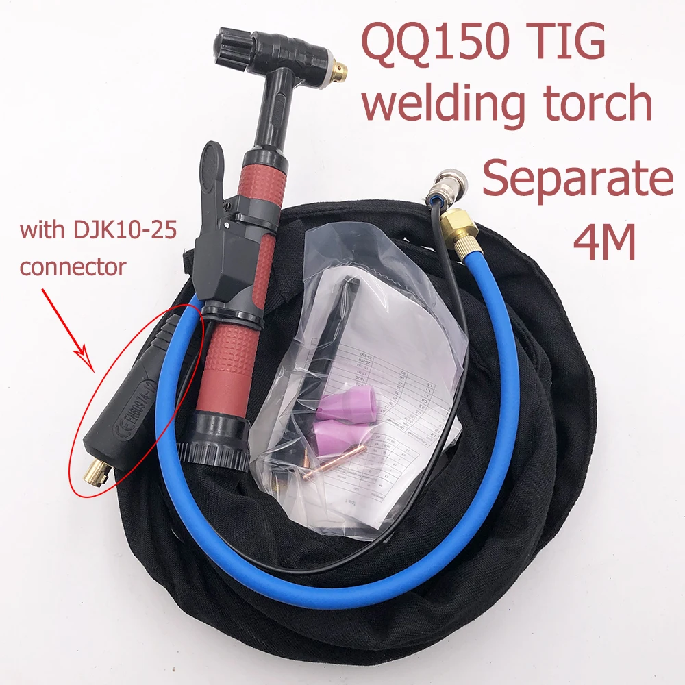 QQ150 QQ-150 Tig Welding Torch with DKJ10-25 connector 4 Meters Long Air Cooled Welder Torch for TIG Weld Welder Accessories