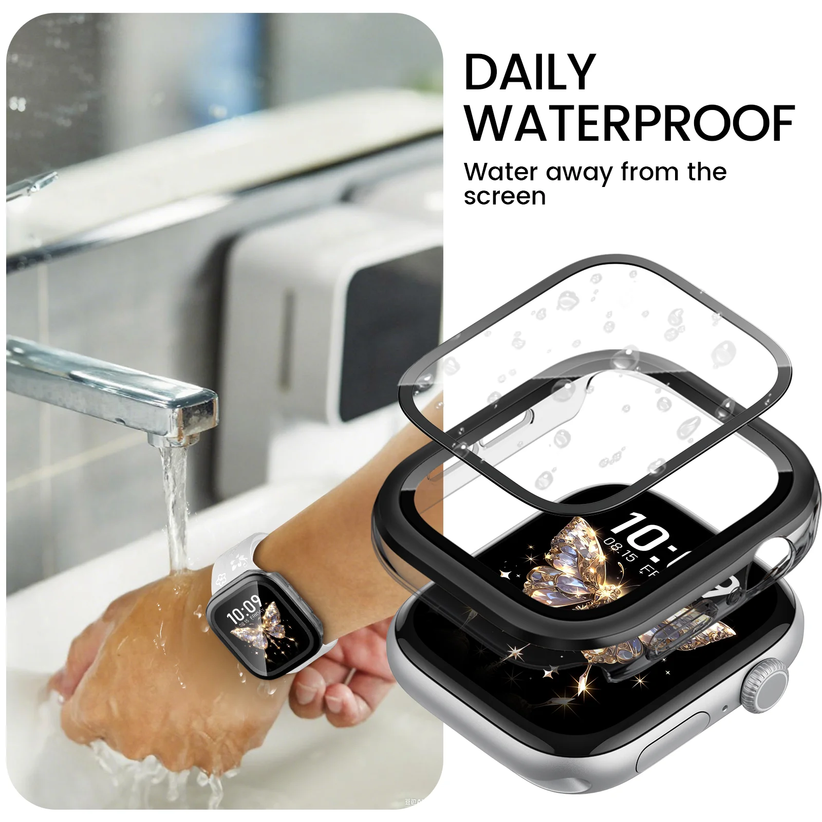 Металл + закаленное стекло + чехол для Apple Watch Series 10, 46 мм, аксессуары, водонепроницаемая защитная пленка для экрана, бампер для iWatch 10, чехол 42 мм