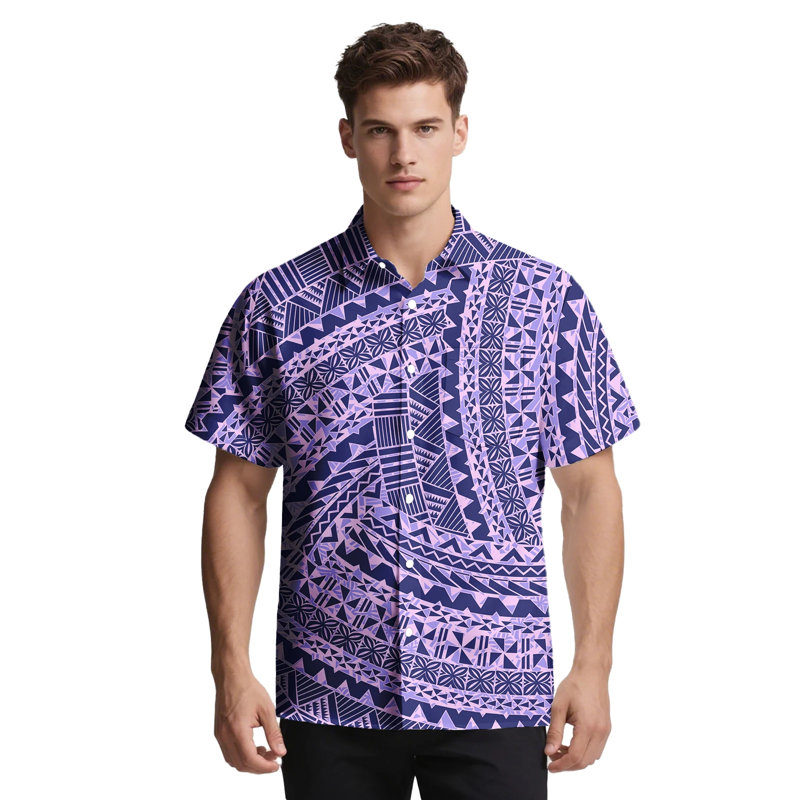 هاواي مخصص الأزهار طباعة الملابس ساموا تصميم المعتاد الرجال تي شيرت البولينيزية العصرية الحياة عادية الرجال قصيرة الأكمام ألوها قميص #1