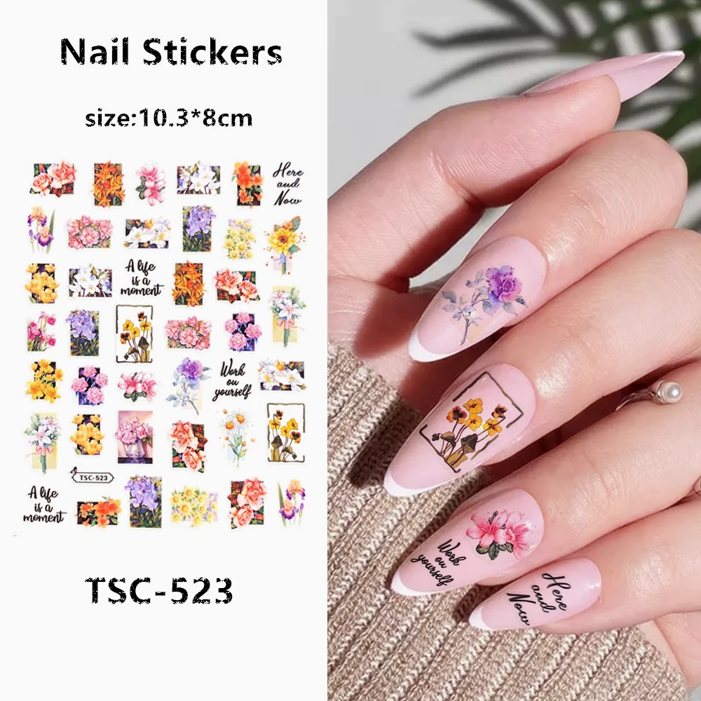 Tsc Serie TSC-523 3d Mooie Bloemen Nail Art Nagelsticker Decoratie Tool Sliders Voor Nagel Stickers