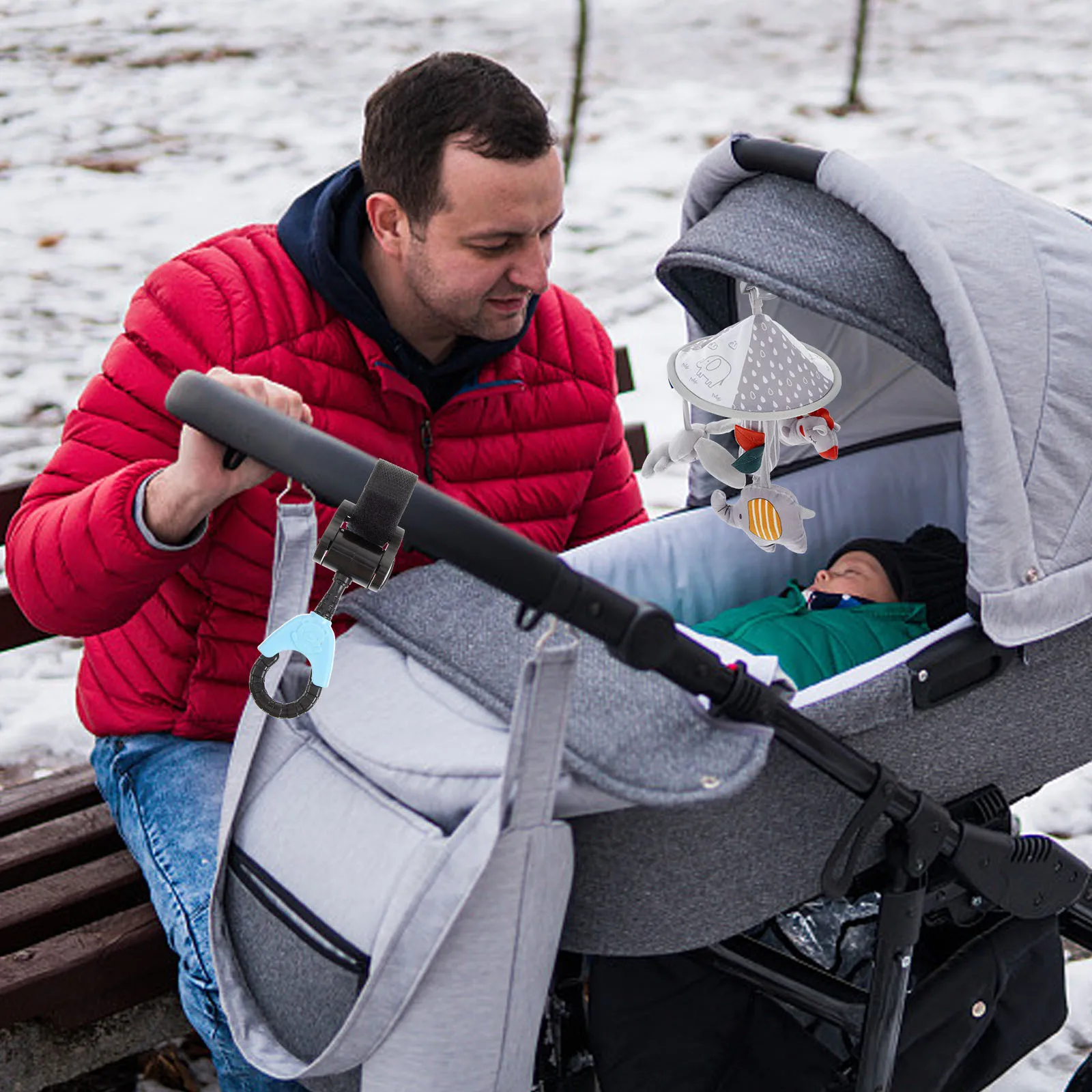 2 قطعة خطافات عربة دوارة عالمية منظم حقيبة للحمل لحفاضات التسوق محفظة قوية من البلاستيك ملحقات عربة الأطفال الرضع #4