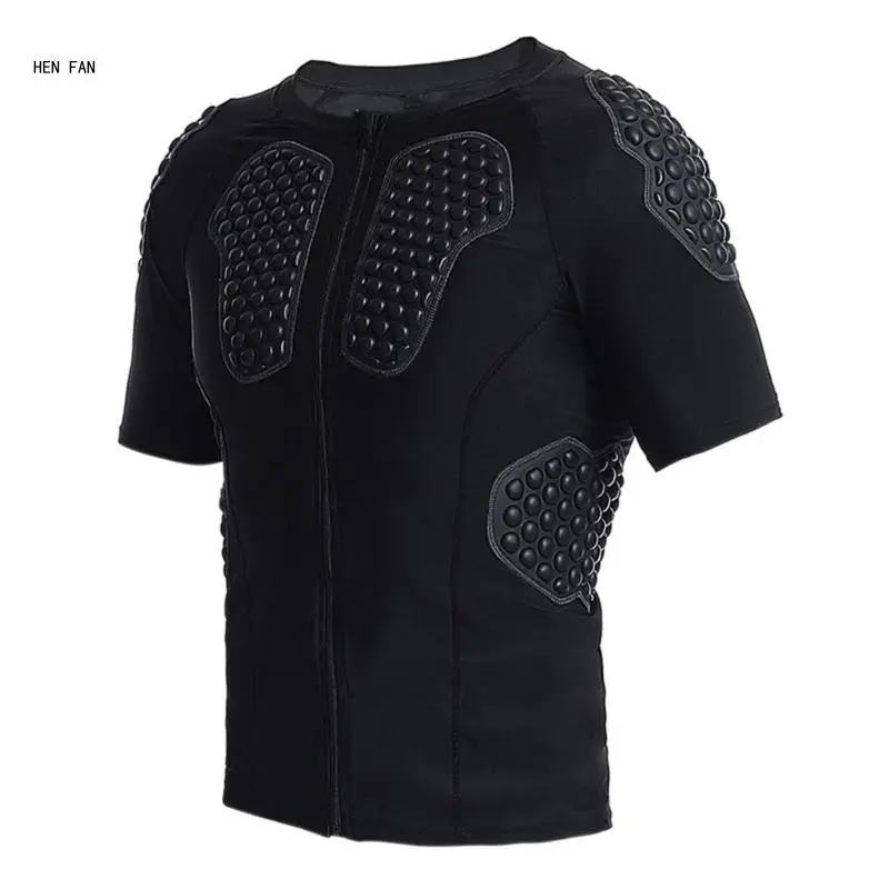 Mens Padded Shock Rash Guard Compression Padded Shirt Sport Soccer Basketball Football Protective Gear Chest Rib Guards M89D