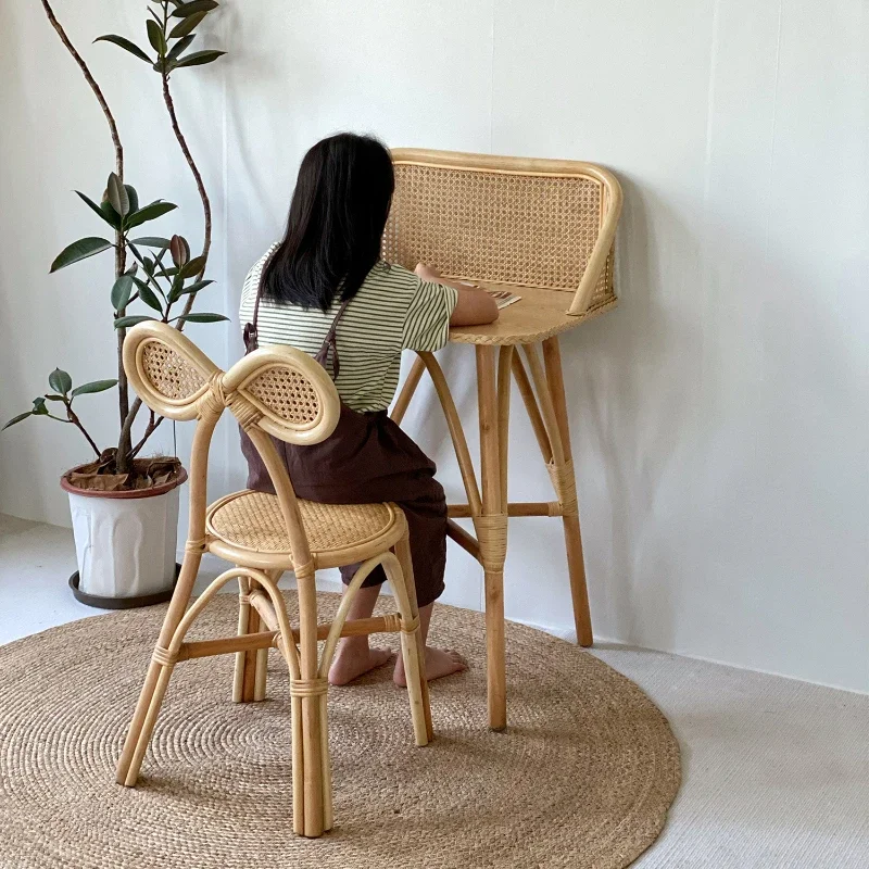 

Nordic Small Vanity Table Portable Rattan Minimalist Unique Makeup Desk Dressers Seating Corner Coiffeuse De Chambre Furniture