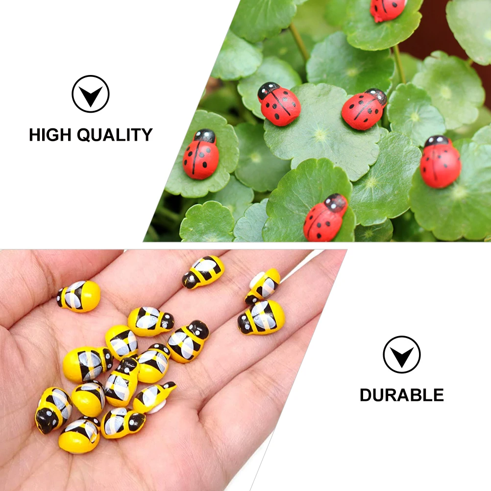 

200Pcs Durable Wooden Bees Ladybugs Garden Decor Fresh Colors Long Lasting Wall Art Outdoor Lawn Accents Wood Ladybug
