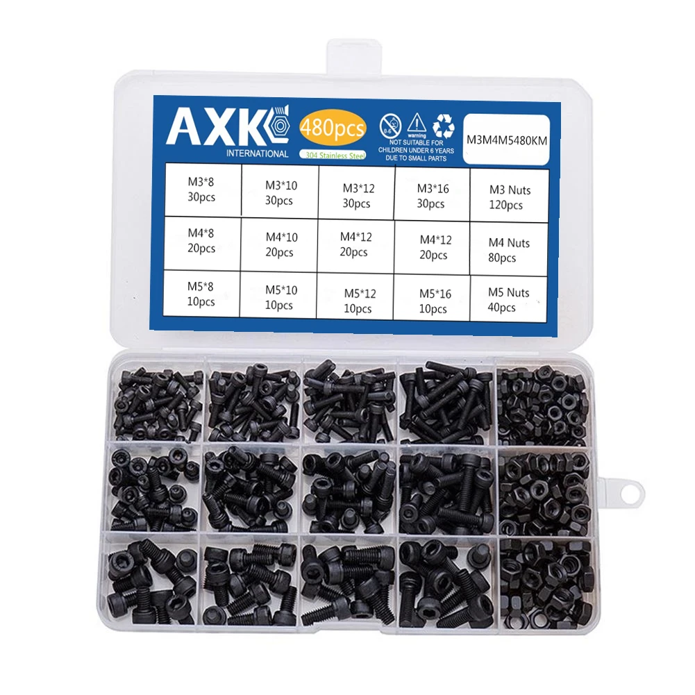 Hex Socket Bicycle Bolts Kit Head Cap Screws 304 Stainless Steel 480pcs/set M3 M4 M5 Machine Stainlness High Quality Service image 2
