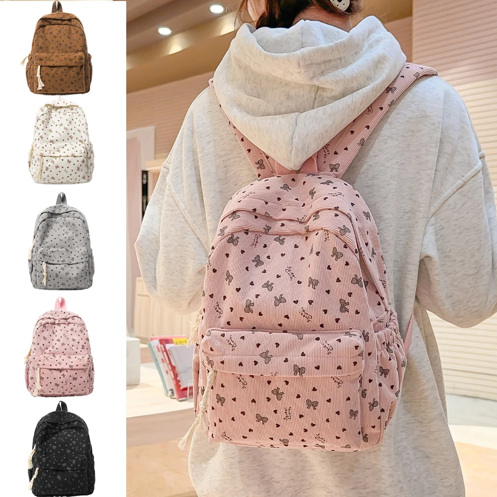 Corduroy Autumn and Winter New Large-Capacity Backpack for School, Commuting, Versatile Backpack, Outdoor Travel Backpack