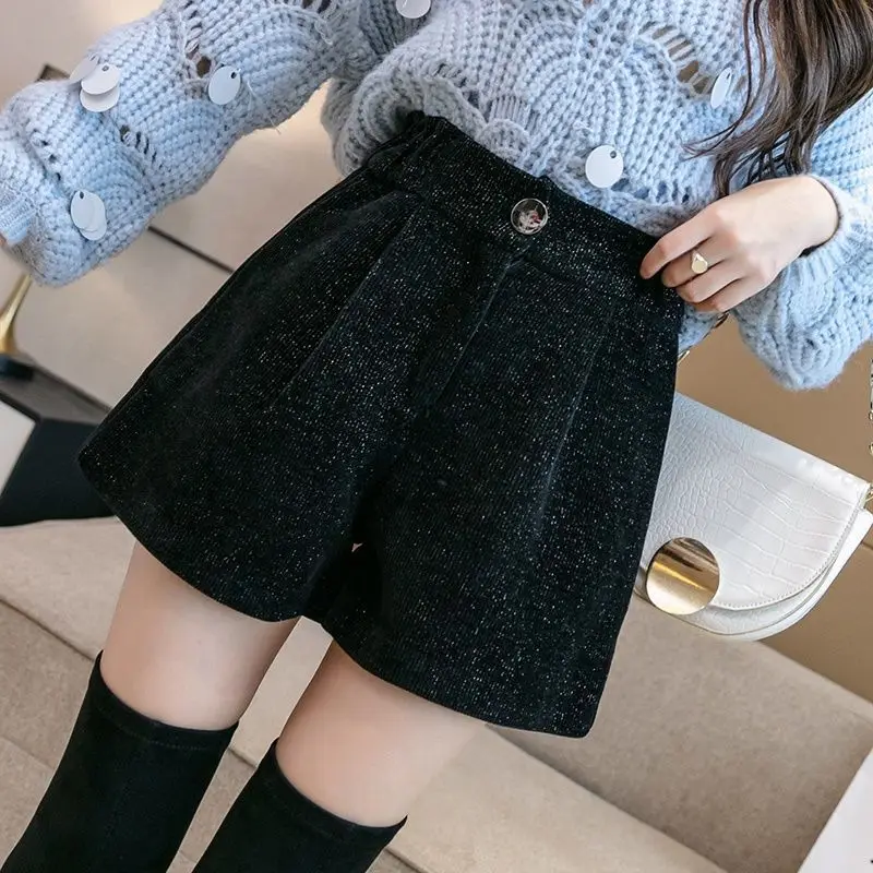 New Chic Fashion Office Lady's Elegant Shorts Women's Straight Wide Leg Shorts Korean Matching Basic Female Wide Leg Shorts D734