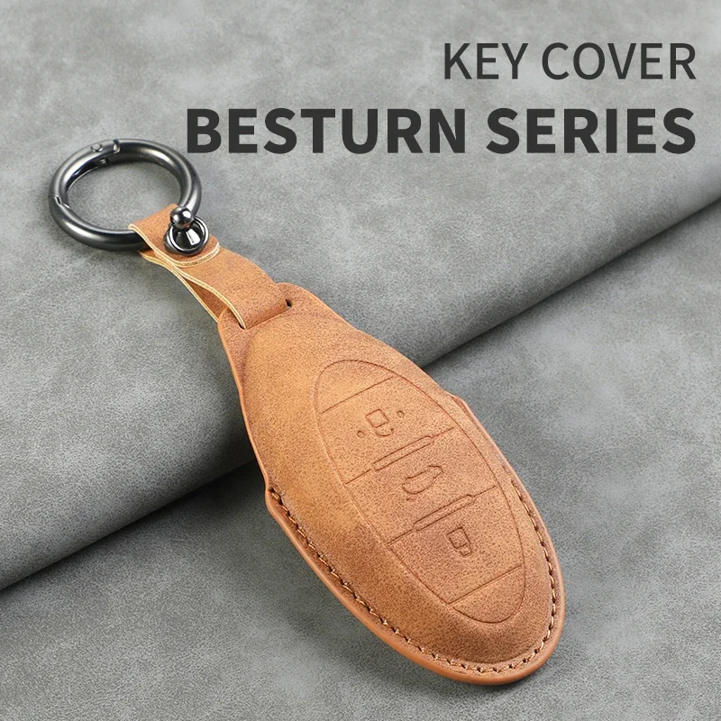 الجلود سيارة ل FAW مفتاح حافظة المفاتيح Besturn X80 2018 2019 2020 2021 3 أزرار الذكية بدون مفتاح التحكم عن بعد فوب حامي غطاء #3