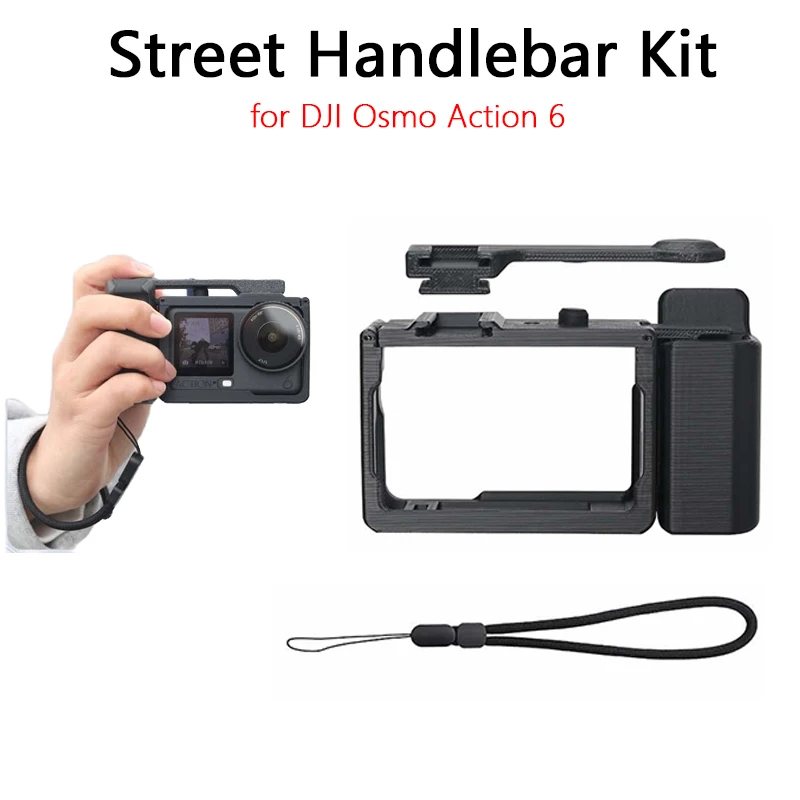 Street Photography Grip-Kit für DJI Osmo Action 6 Kamera – Kunststoff-Kamerakäfig-Halterung für DJI Action 6 Zubehör