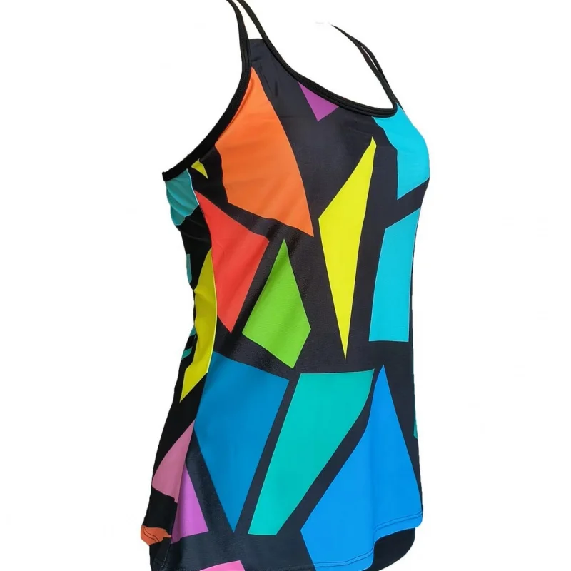 여성용 Tankini 수영복, 컬러 블록 투피스 세트, 플러스 사이즈, 보수적 스타일