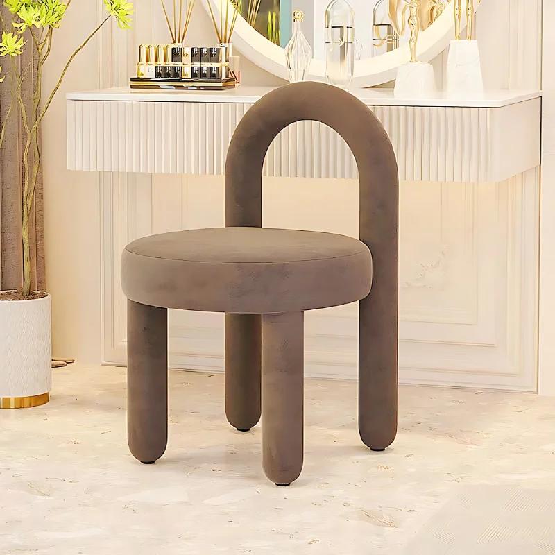 Cute Makeup Chair and Stool for Girls, Internet Celebrity Ins Style, Light Luxury Art Bedroom Chair, Dressing Table and Stool