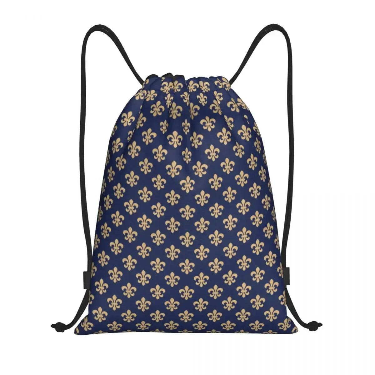 Custom Chic Fleur De Lis Drawstring Bag Men Women Lightweight Fleur-de-lis Lily Flower Sports Gym Storage Backpack