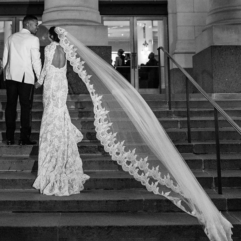 الدانتيل الحجاب الزفاف حجاب الزفاف 1T الحجاب العروس الأنيق مع مشط مخصص