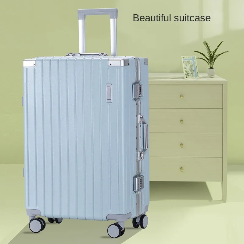 Aluminum Frame Luggage Large Capacity Bags for Women Student Trolley Case Cup Holder Travel Bag Men Password Boarding Suitcase