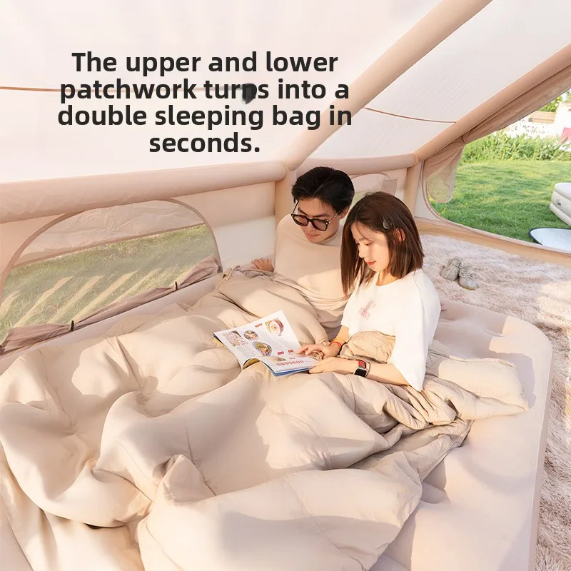 SHANYUE جديد التخييم سميكة أربعة مواسم العالمي السفر القذرة إطارات دراجة تسلق الجبال خفيفة الوزن المحمولة المغلف الصوف كيس النوم الكبار في الهواء الطلق #4