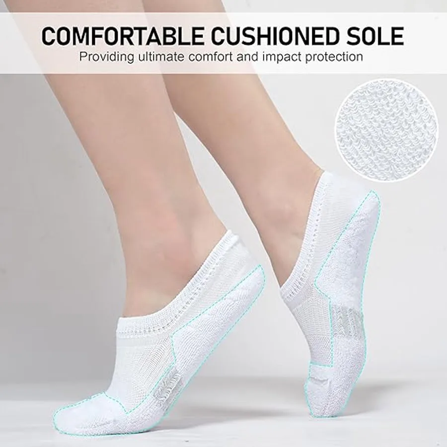 10/1Pairs Women's No Show Ankle Socks, Cushioned Low Cut Sports Running Socks, Soft Liner Socks, 3 Colors: White Black Gray image 2