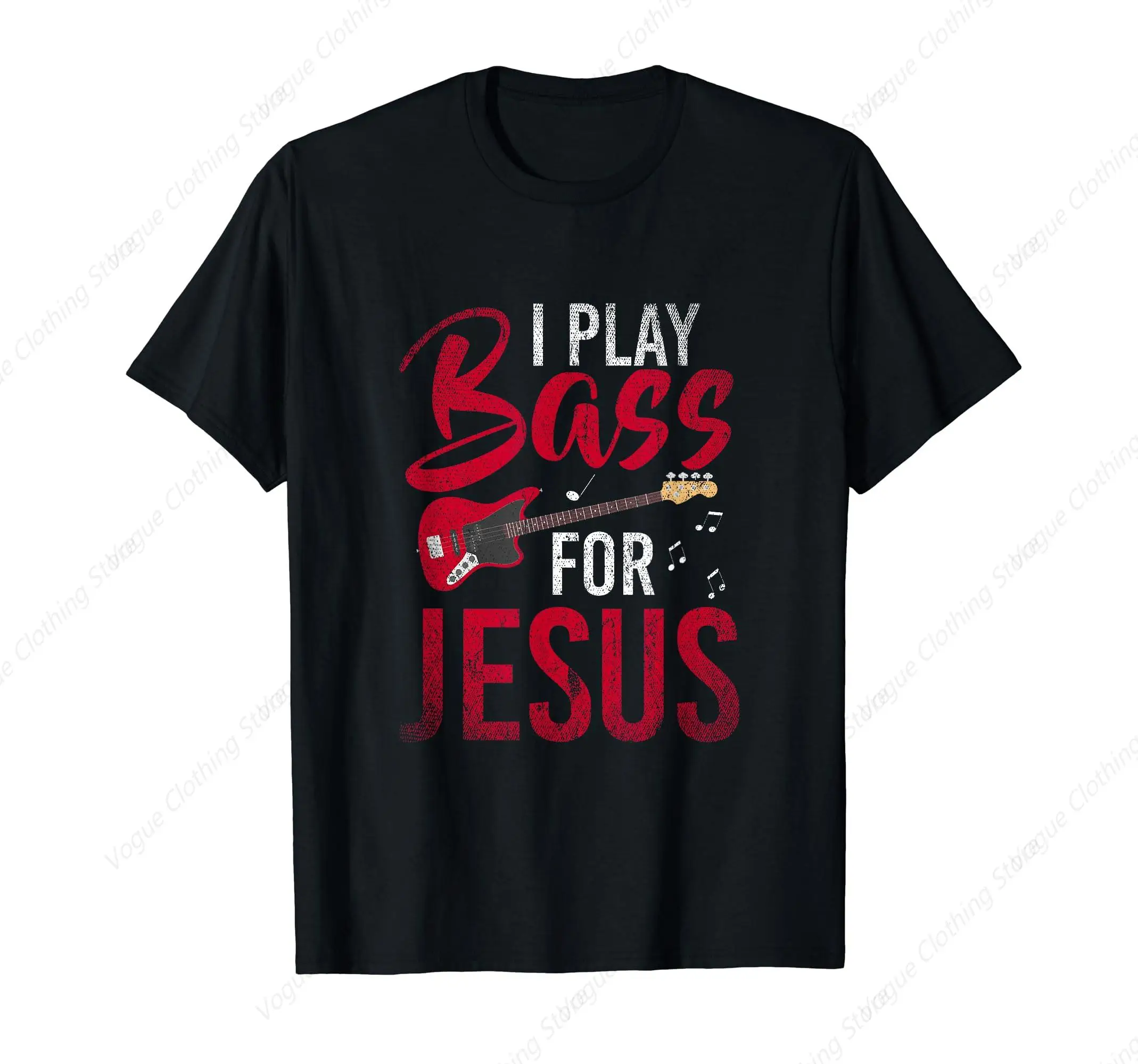 

Christian Bassist Bass Player Jesus Bass Guitar T-Shirt Cotton Prevailing Soft Tee Round Neck Leisure Daily Clothing