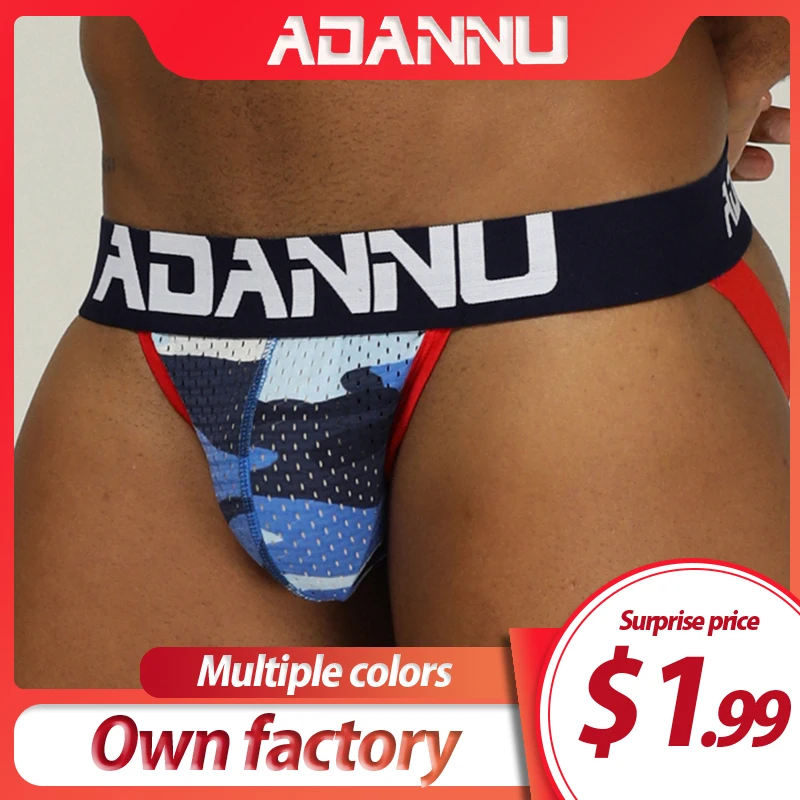 

ADANNU Brand Men Underwear Sexy Jockstrap Men Thongs Mesh Cueca Tanga Ropa Interior Hombre Quick Dry Breathable Sissy Lingerie