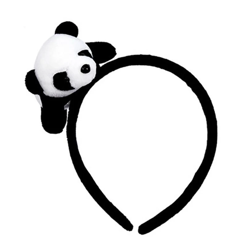 49MF Panda Headband Brooch Girls Comic Roleplay Headpiece Hairy Cartoon Costume Accessories for Women Christmas Gifts