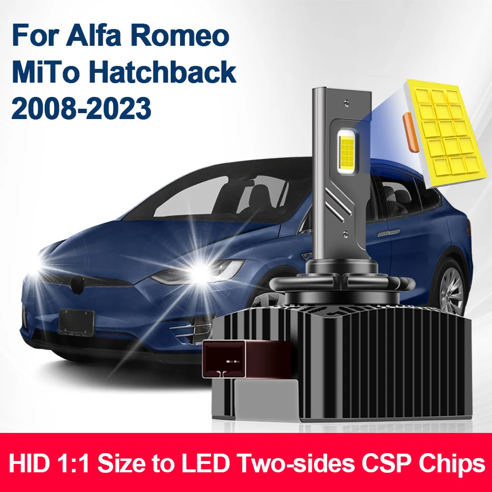 For Alfa Romeo MiTo Hatchback 2008-2023 LED Headlights HID D1S to Turbo LED 30000LM Two-sided CSP Chip 6000K 110W Plug&Play 12V