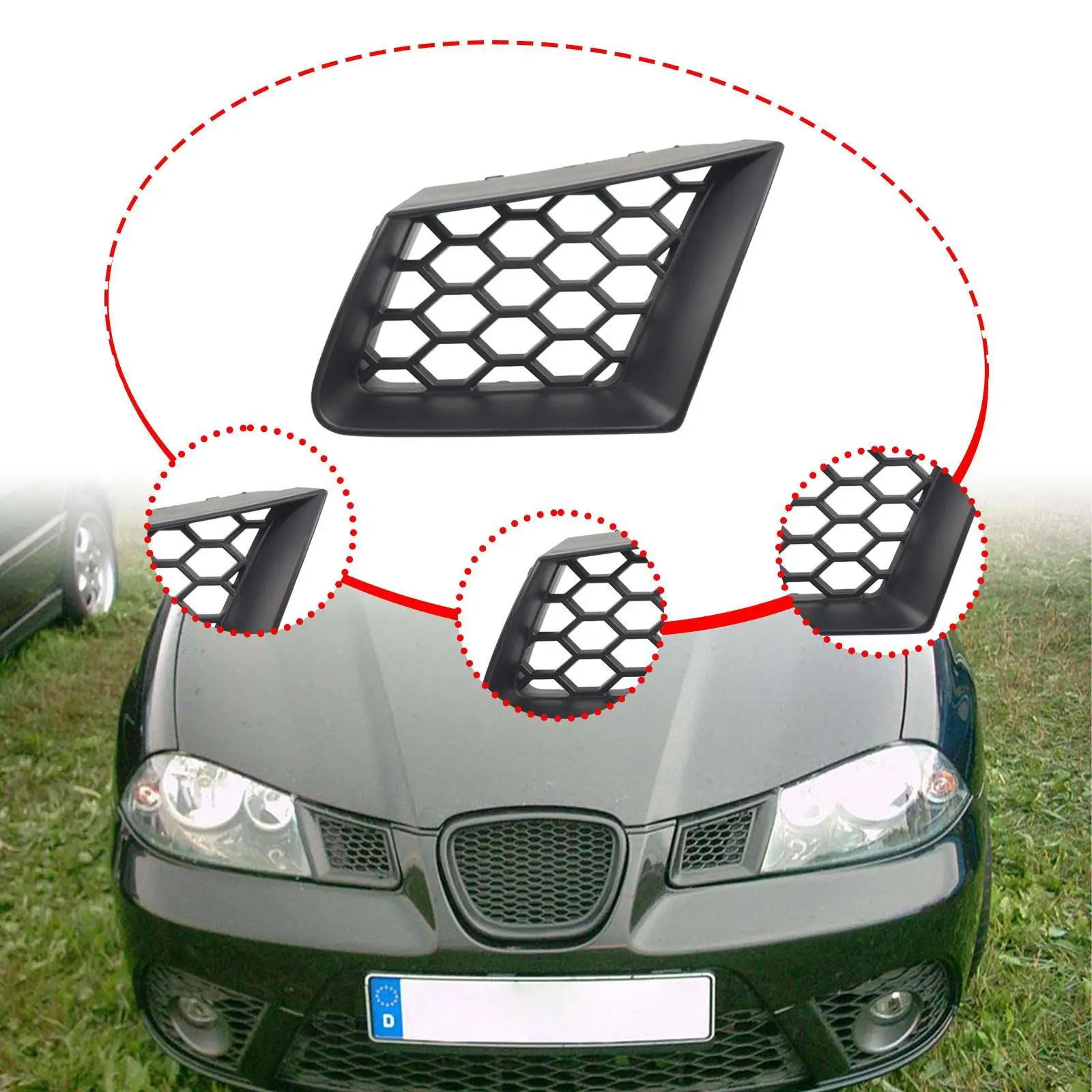 Radiator Grille 6L0853677A 6L0853677 Replaces Automotive Accessories Decorative Left Side Grill Trim for Seat Cordoba-typ 6L