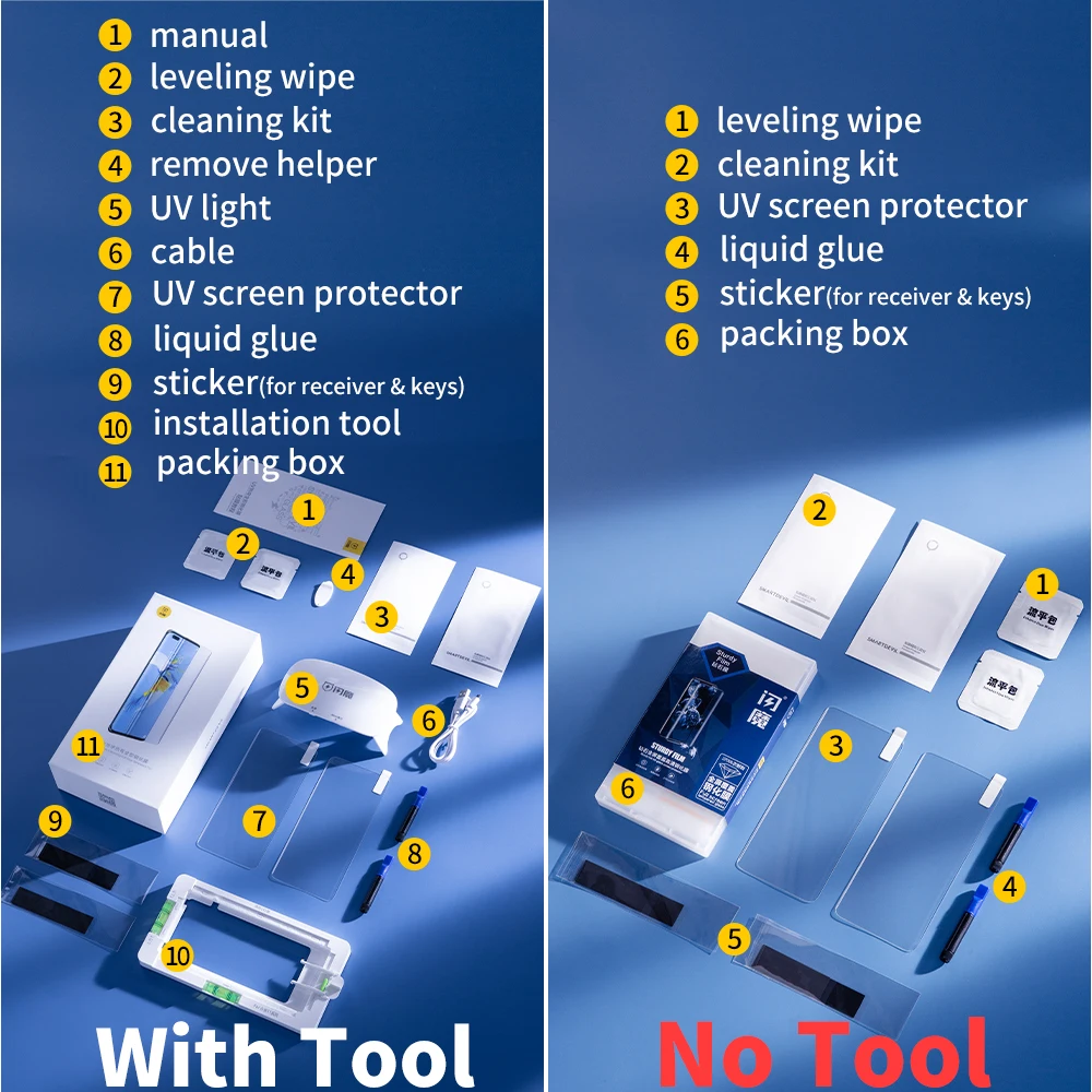 SmartDevil UV 강화 유리, 샤오미 미 13 울트라 13 프로 12S 12 프로 11, 미 10 10S 용 전체 접착제 화면 보호기