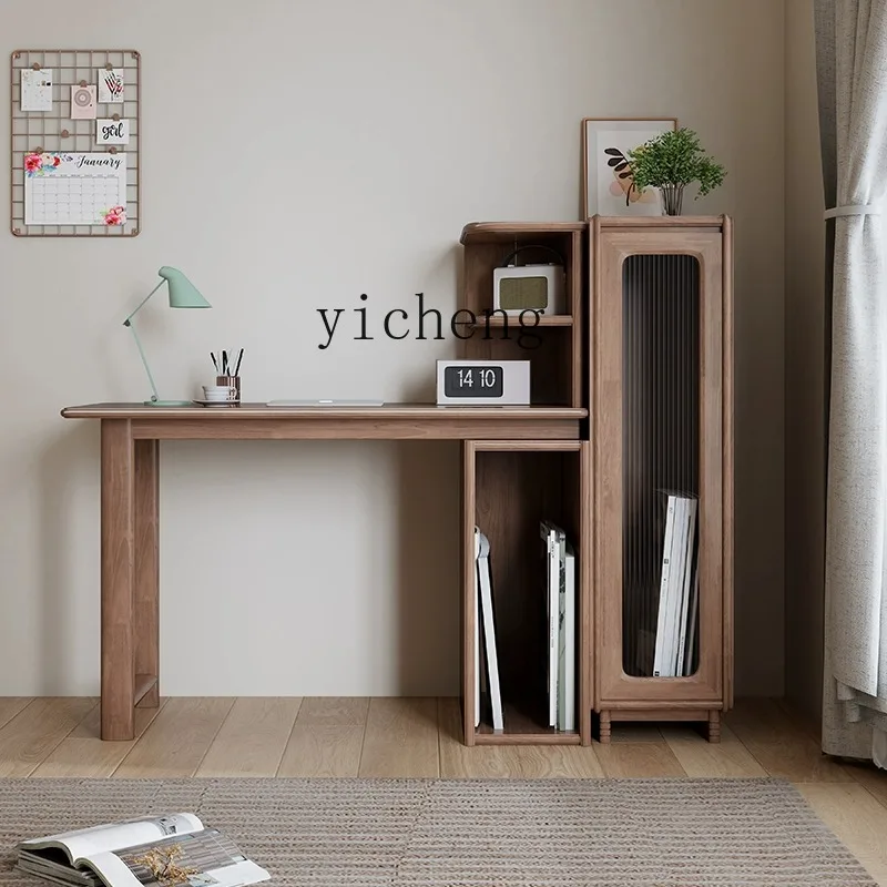 

FY Walnut Solid Wood Desk Bookcase Bedroom Computer Desk Study Home Writing Desk