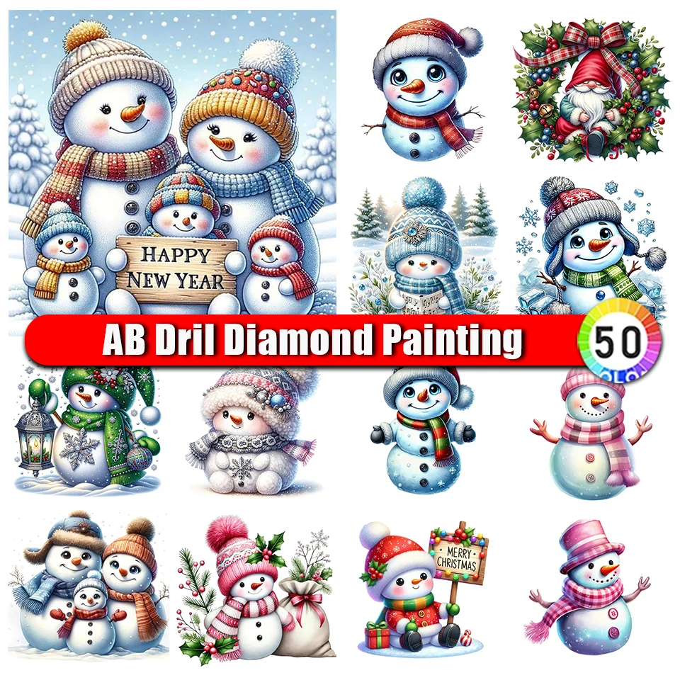 Merdika Nieuwe Kerstcollectie 2024 AB Diamant Schilderij Sneeuwpop Volledige Ronde/Vierkante Mozaïek Diamant Borduren Cartoon Home Decor