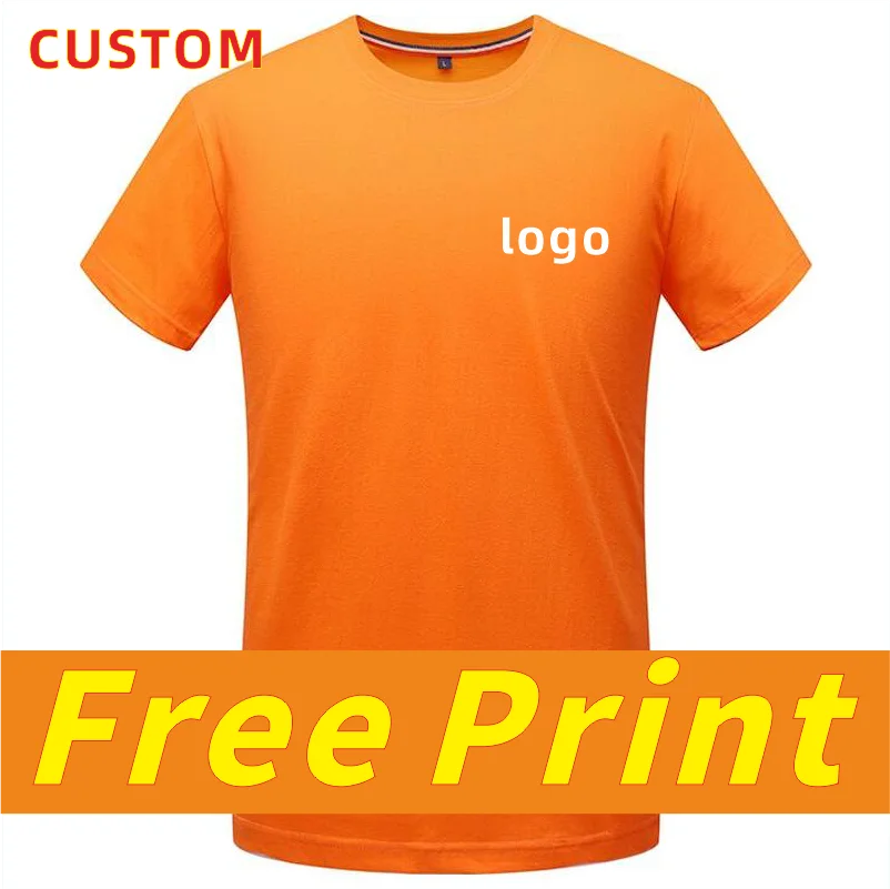 Leisure T-shirt, customized pure cotton round neck, short sleeves, summer printed logo, comfortable and breathable, personalized