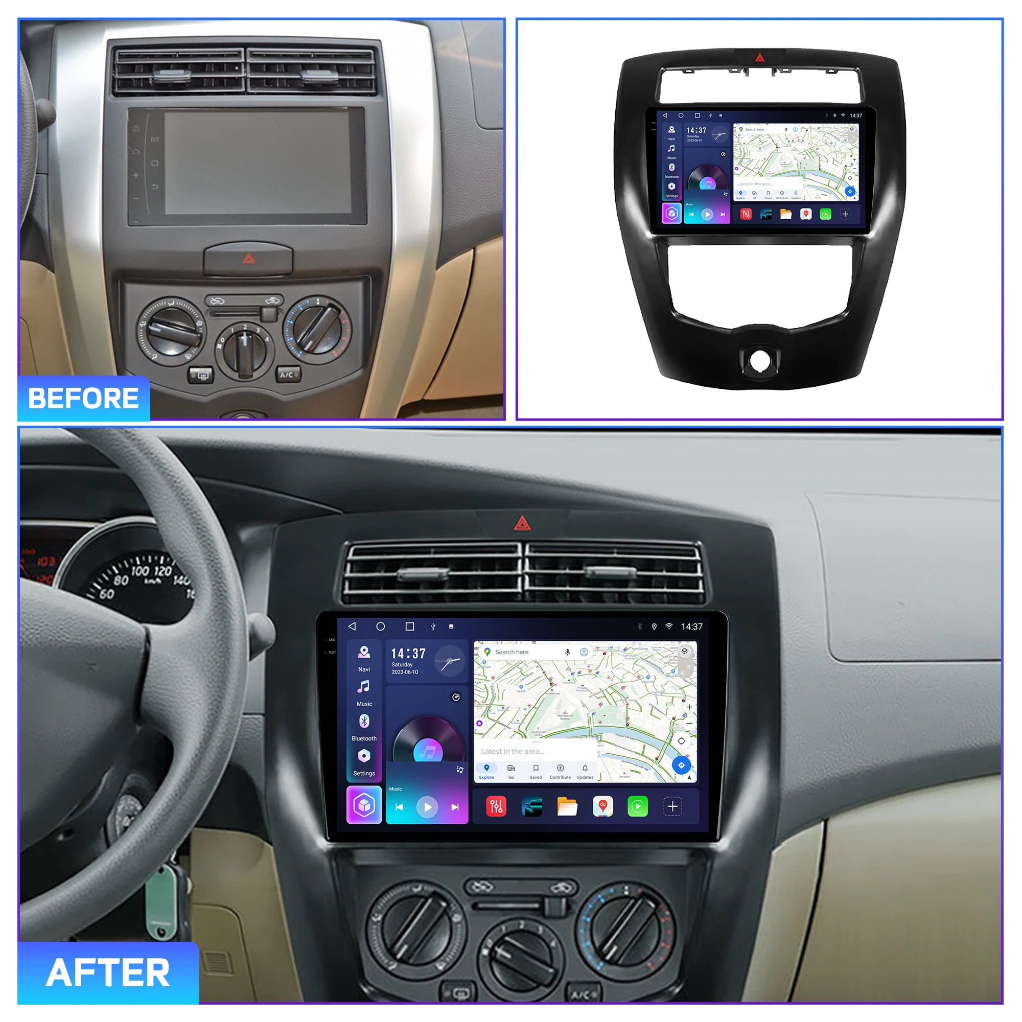 Penhui Android Car DVD Player 2 Din for Nissan Livina 2007-2015 without AC Slot Multimedia Screen with DSP, Bluetooth, Audio