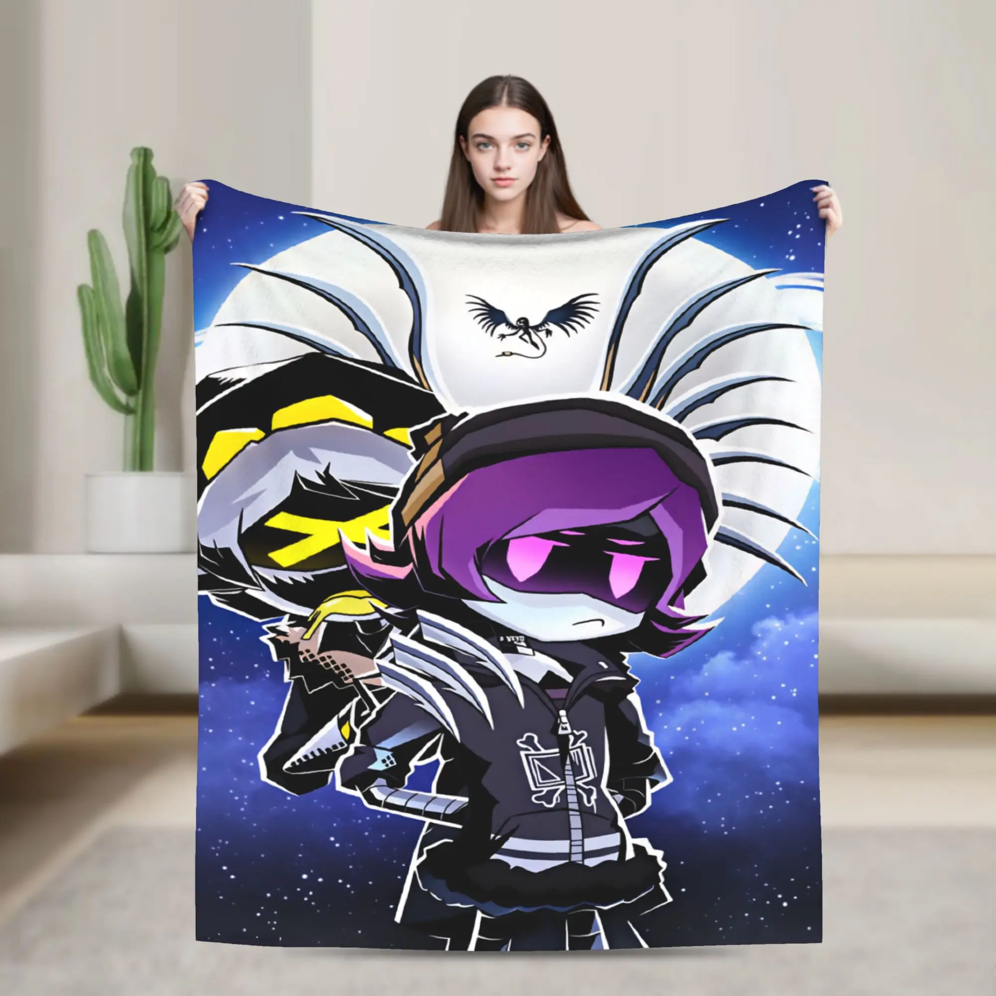 Soft Blanket Girls Boys Picnic 3D Murder-Drones Uzi Cartoon Throw Blanket  Flannel Bedspread For Couch Chair Sofa Bed Cover