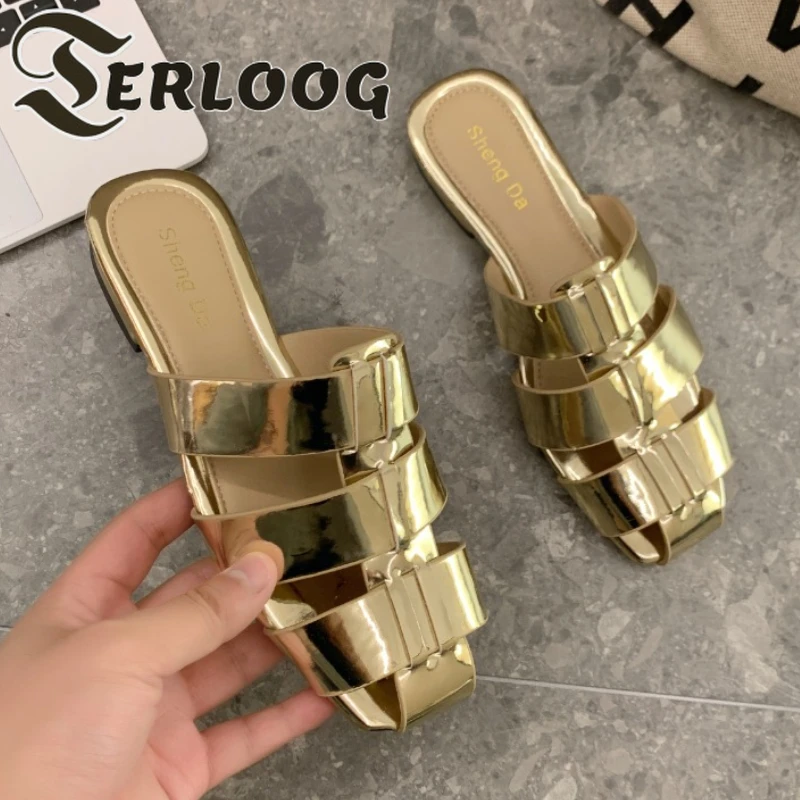 

Women Flats Mules Shoes Casual Slippers Roman Sandals Luxury 2025 New Summer Slingback Party Woman Shoes Fashion Sandalias Mujer