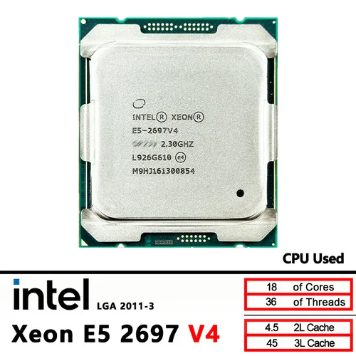 Imagen 1 del producto Intel Xeon E5 2697 V4 procesador de CPU 2697V4 usado 2,3 GHz 18 núcleos LGA 2011-3
