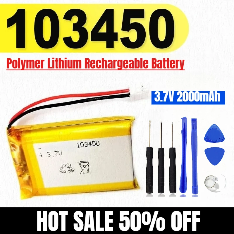 

103450 3,7 В 2000 мАч Полимерная литиевая аккумуляторная батарея для камеры GPS-навигатора MP5 Bluetooth-гарнитура