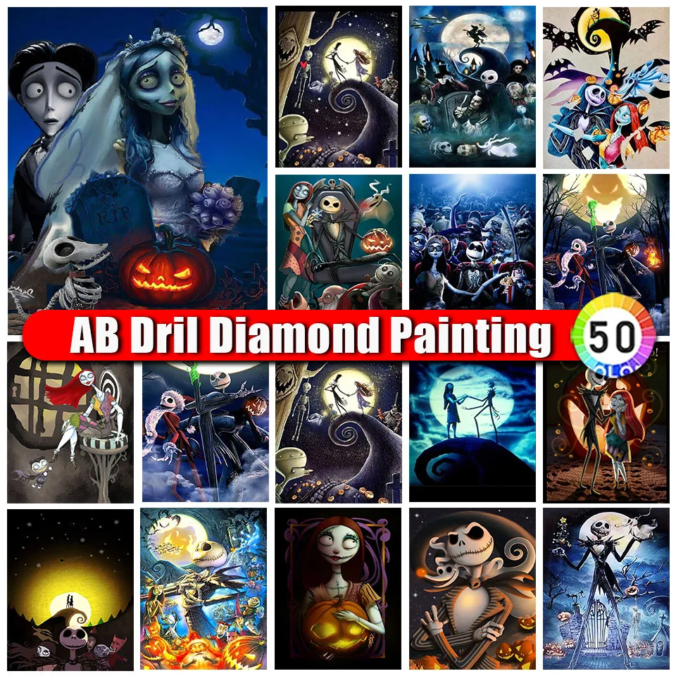 

AB Diamond Painting Disney Cross Stitch New Arrival Diamond Embroidery Halloween Picture Rhinestones Home Decor Holiday gifts