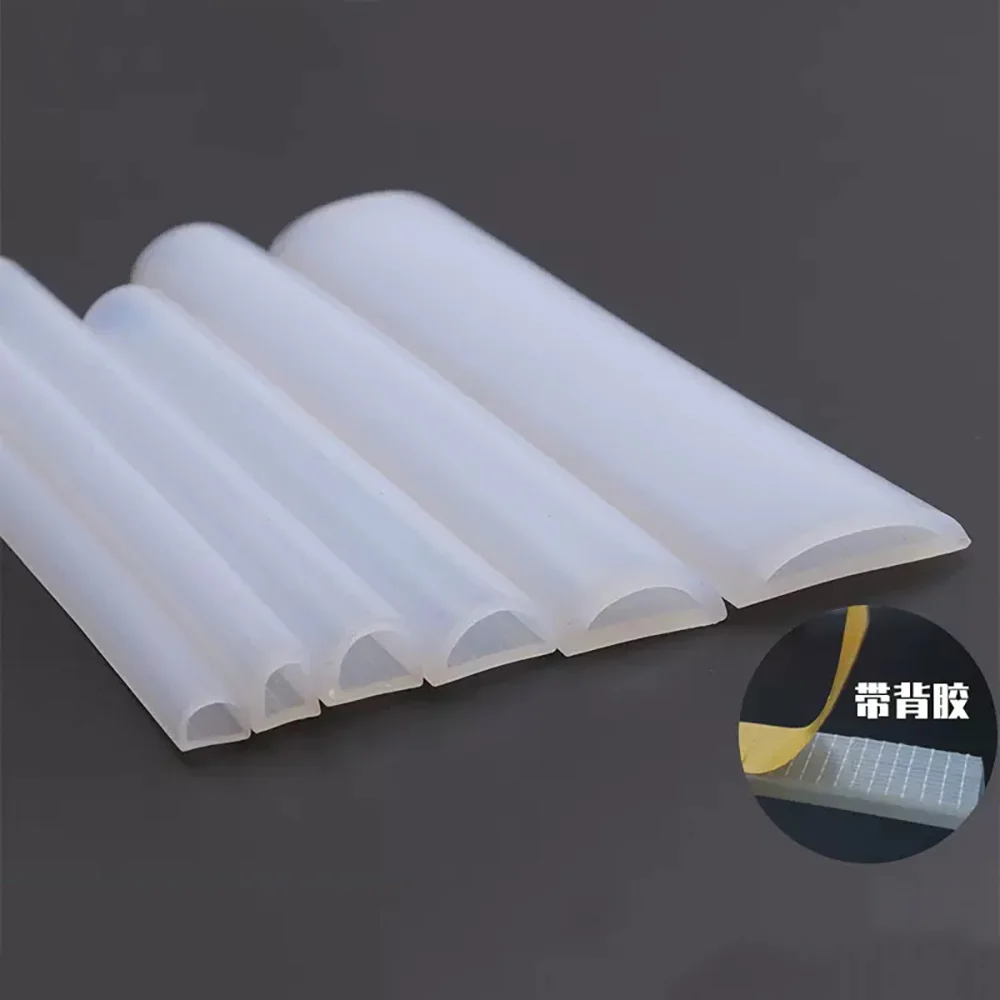 1M Silicone D Shape Door Window Self Adhesive Seal Strip Semi Circle Hollow Glass High Temperature Noise Insulation Weatherstrip