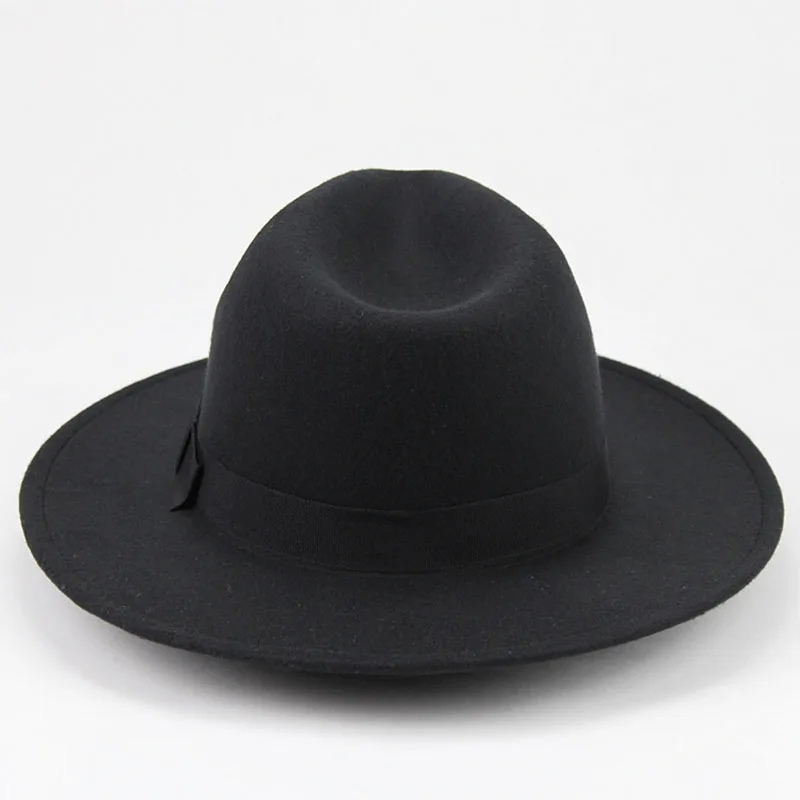 

European And American Street Shooting Woolen England Retro Jazz Hat Men And Women Big Brim Top Hat Felt Hat Wild Shade