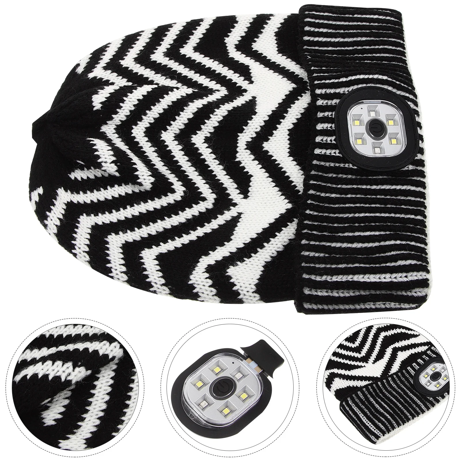 

Led Light Up Hat Flip Headlamp Beanie Winter Lighted Cap Built-In Flashlight For Night Running Biking Outdoor Safety