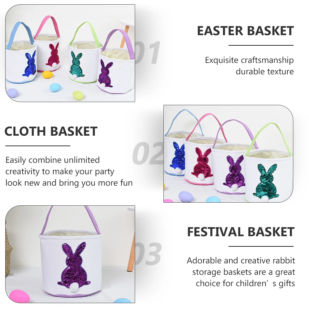 

1pc Adorable Easter Bunny Storage Basket Kids Candy Gift Bag Cloth Party Decoration Bucket Durable Easter Egg Container Festival