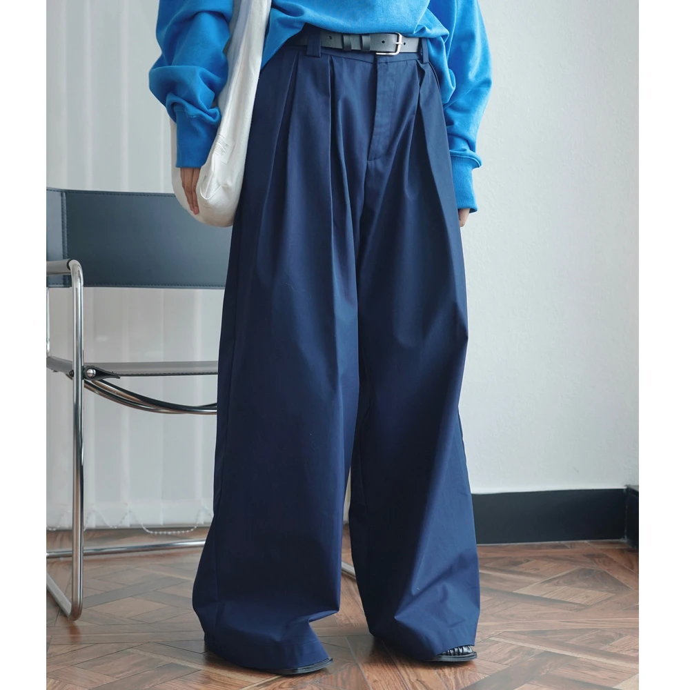 2024 Women Autumn Pants High Waist Wide Leg Straight Cotton Pants Fashion Clothes White Long Pants Female Trousers