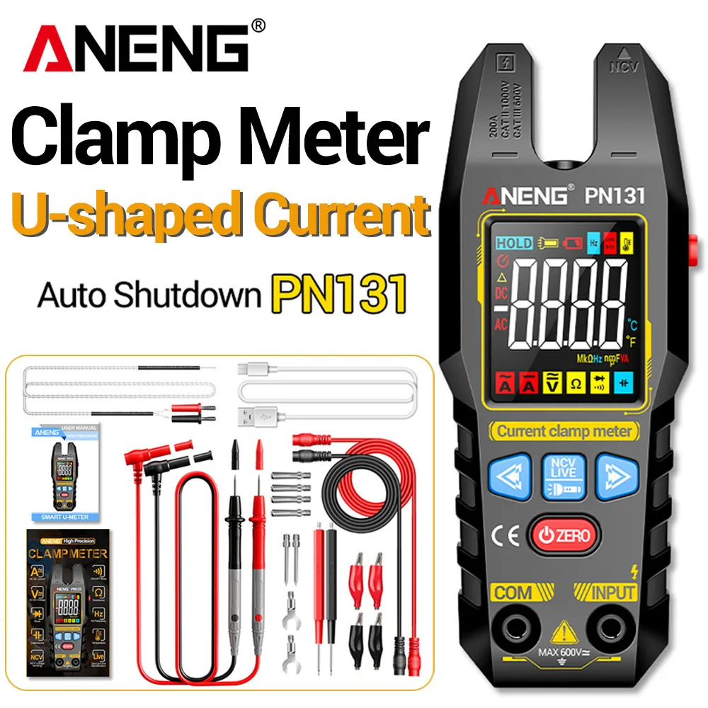 

Цифровой мультиметр ANENG PN131, токоизмерительные клещи 200А AC/DC, 4000 измерений, амперметр, тестер напряжения, автомобильный измеритель тока, NCV, измеритель емкости, инструменты