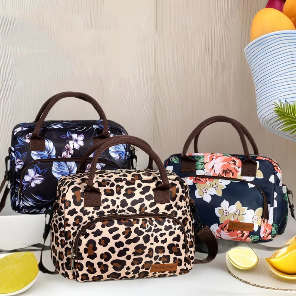 حقيبة الغداء المحمولة النايلون المحمولة سعة كبيرة معزول حقيبة يد 11 لتر ليوبارد طباعة الفاكهة الطازجة حفظ الحقيبة الرجال