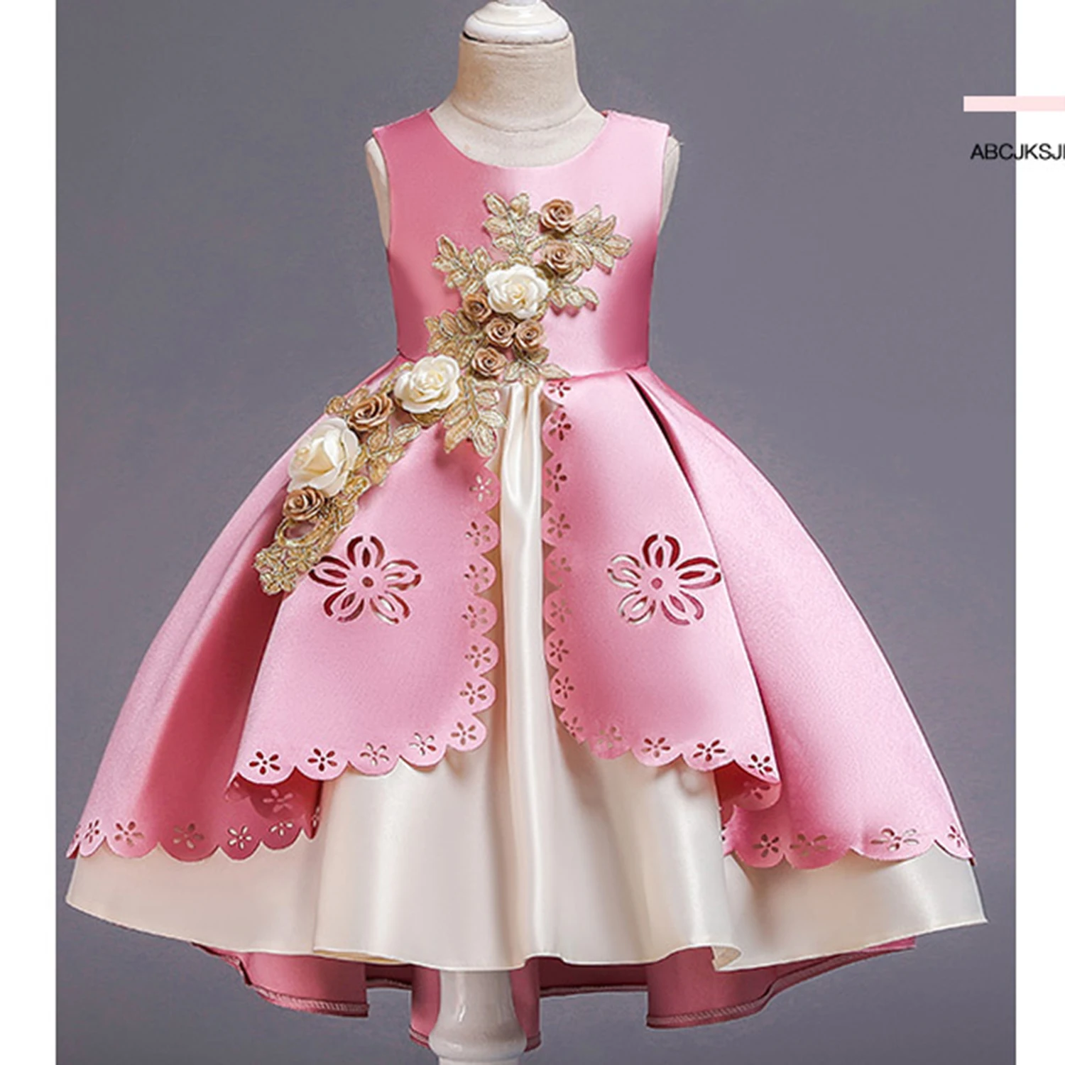 Robe de soirée avec appliques de fleurs 3D pour petites filles de 3 à 12 ans, robe de soirée, fête d'anniversaire, reconstitution historique, danse, robe de vacances