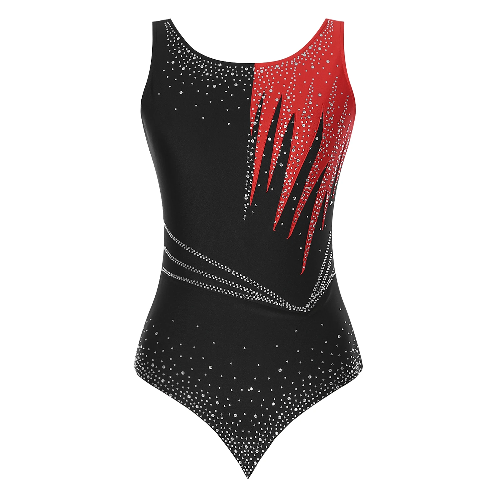 Costume da bagno da ginnastica ritmica da donna Costume da pattinaggio artistico body da balletto strass lucidi maglia da balletto Unitard body